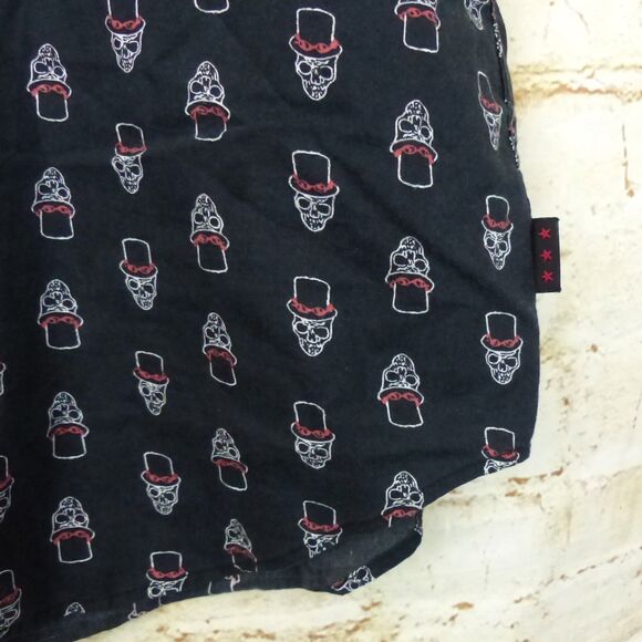 John Varvatos USA Shirt Mens M Black Skull Print Button Short Sleeve Cotton Rock - Picture 7 of 14